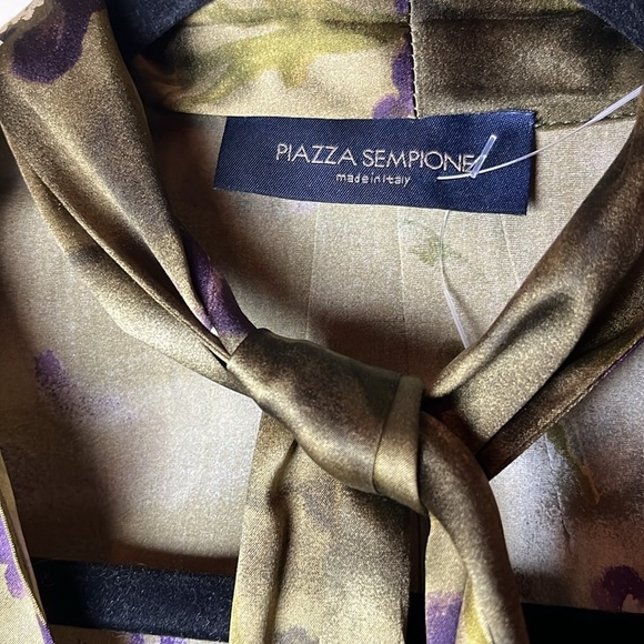 PIAZZA SEMPIONE NWT SILK TIE NECK SLEEVELESS TOP - US 4 / IT 40 - Picture 5 of 11
